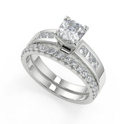Catherine 4 Prong Channel Set Cushion Cut Engagement Ring - Nivetta